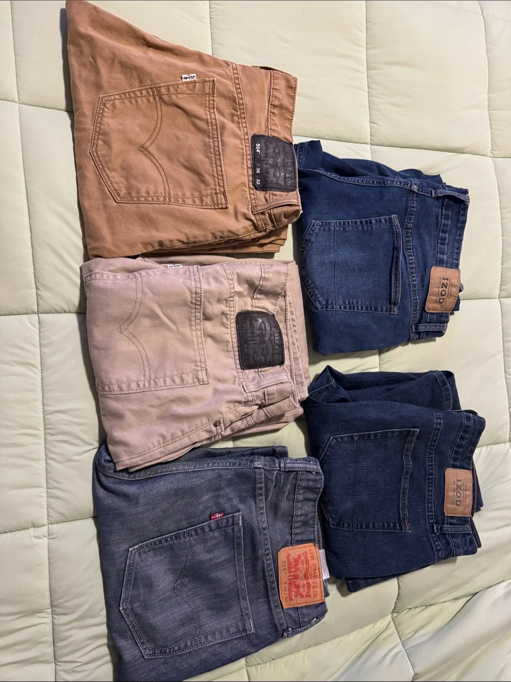 Levi's Men's Jeans Pack - Blue, Tan, Silver, Light Tan.